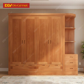 Tủ Quần Áo Gỗ Veneer Xoan Đào 3 Cánh Có Khóa Tủ An Toàn