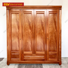 Tủ Quần Áo Gỗ Xoan Đào Lá Pano 4 Cánh Mở Đẹp Giá Rẻ