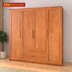 Tủ Quần Áo Khung Tranh Gỗ Veneer Gõ Đỏ Cánh Mở Hiện Đại