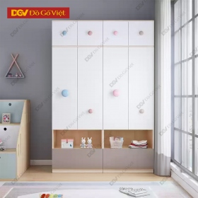Tủ Quần Áo MDF 4 Cánh Kiểu Dáng Dễ Thương Cho Trẻ Em