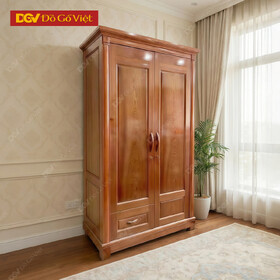 Tủ Quần Áo Nhỏ 2 Cánh Mở Kiểu Pano Gỗ Xoan Đào Lá