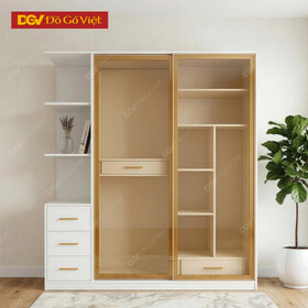 Tủ Quần Áo Phòng Ngủ Gỗ MDF Lõi Xanh Phối Led Kèm Cánh Kính