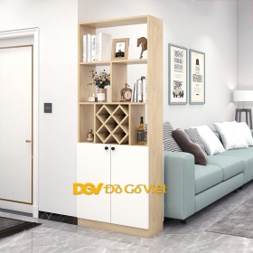 Tủ Rượu Gỗ Công Nghiệp Màu Sồi Phối Trắng Đẹp Bền Rẻ
