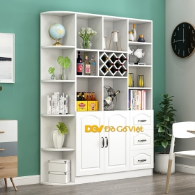 Tủ Rượu Gỗ MDF Phòng Khách Hiện Đại Màu Trắng Bền Đẹp