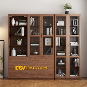 Tủ Sách Cánh Kính Hiện Đại Phong Cách Bắc Âu Màu Nâu Đẹp Rẻ