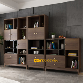 Tủ Sách Hệ Tầng Hộc Có Cửa Xen Kẽ Màu Óc Chó Đẹp Chất...