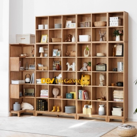 Tủ Sách Ngăn Ô Ghép Liền Màu Sồi Tự Nhiên Mẫu Mới Đẹp 2025