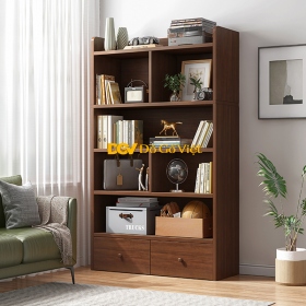 Tủ Sách Nhiều Tầng Gỗ MDF Chống Ẩm Có Hộc Kéo Màu Óc Chó...
