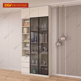 Tủ Sách Và Hồ Sơ Gỗ MDF Khung Nhôm Cánh Kính Nhỏ Gọn Giá Rẻ