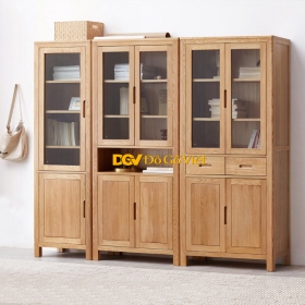 Tủ Sách Văn Phòng Hiện Đại Cửa Kính Tay Nắm Âm Mẫu Đẹp Bền Rẻ