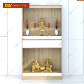 Tủ Thờ 2 Tầng Kết Hợp Thờ Ông Địa Gỗ MDF Vàng Sồi