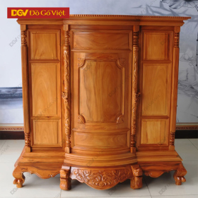 Tủ Thờ Căm Xe Mặt Gõ Bụng Phệ 6 Chân Trơn Đẹp Giá Rẻ