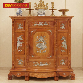 Tủ Thờ Gia Tiên Gỗ Căm Xe Cẩn Ốc Đẹp Giá Rẻ