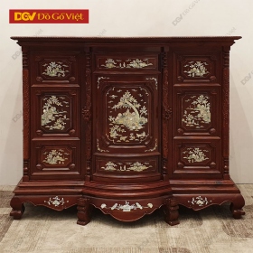 Tủ Thờ Gỗ Căm Xe Cẩn Xà Cừ Bụng Phệ Cao Cấp