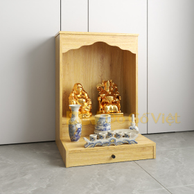 Tủ Thờ Gỗ Công Nghiệp Màu Vàng Sồi Có Kệ Thờ Rộng Rãi