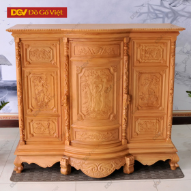 Tủ Thờ Gõ Đỏ Phệ 6 Chân Có Ngăn Kéo Chạm Tam Đa Đẹp Giá Rẻ