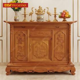 Tủ Thờ Gõ Đỏ Vuông Chạm Hoa Văn Đẹp Sang Trọng