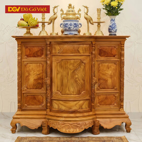 Tủ Thờ Gỗ Gõ Đỏ Bụng Phệ 8 Chân Trơn 1m75