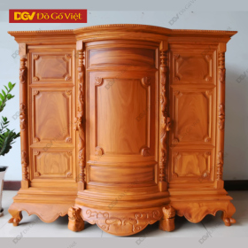 Tủ Thờ Gỗ Gõ Đỏ Bụng Phệ Trơn 6 Chân Đẹp Giá Rẻ