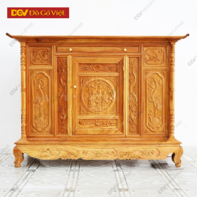 Tủ Thờ Gỗ Gõ Đỏ Vuông 4 Chân Phúc Lộc Thọ 1m75
