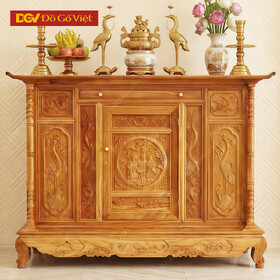 Tủ Thờ Gỗ Gõ Đỏ Vuông 4 Chân Phúc Lộc Thọ 1m75