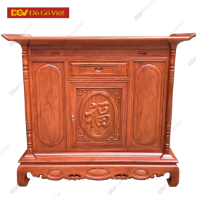 Tủ Thờ Gỗ Hương Đá Vuông Chạm Chữ Phúc 1m53 Đẹp Giá Rẻ