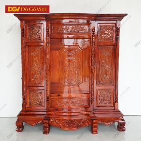 Tủ Thờ Gỗ Tràm Chạm Tam Đa Cổ Điển Đẹp Giá Bình Dân