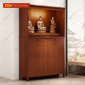 Tủ Thờ Gỗ Tự Nhiên 4 Cánh Mở Màu Xoan Đào Đẹp Rẻ