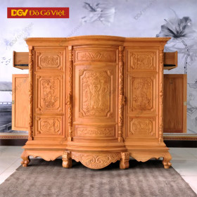 Tủ Thờ Phệ Gõ Đỏ Chạm Phúc Lộc Thọ Đẹp Giá Rẻ