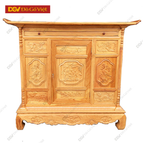 Tủ Thờ Vuông Gỗ Gõ Đỏ Chạm Phúc Lộc Thọ Đẹp Giá Tốt