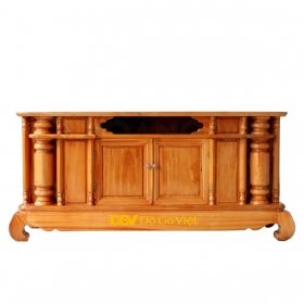 Tủ Tivi Gỗ Gõ Đỏ Kiểu Trụ Cổ Điển Bằng Đẹp Sang Trọng