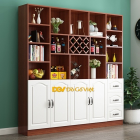 Tủ Trang Trí Phòng Khách Kèm Tủ Rượu Và Kệ Sách Hiện Đại