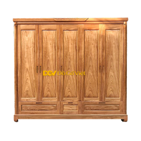 Tủ Treo Quần Áo Hiện Đại 6 Buồng 5 Cánh Mở Gỗ Hương Xám