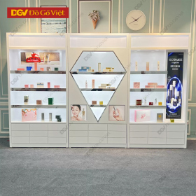 Tủ Trưng Bày Mỹ Phẩm Spa Hình Kim Cương Hiện Đại Có Đèn LED