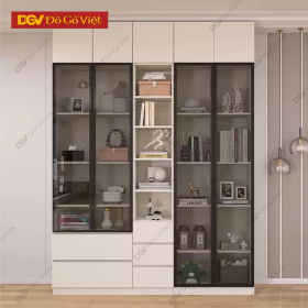 Tủ Trưng Bày Sách Và Hồ Sơ Gỗ MDF Màu Trắng Hiện Đại