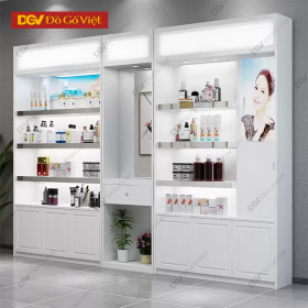 Tủ Trưng Bày Sản Phẩm Cánh Kính Màu Trắng 2 Tủ Liền Hiện Đại