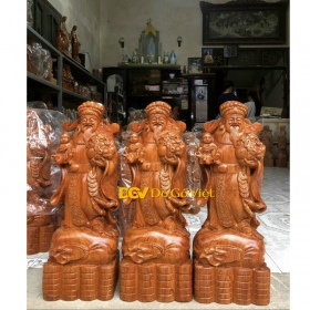 Tượng Gỗ 3 Ông Thần Tài Cầu Lộc Chạm Trổ Đẹp