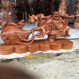 Tượng Gỗ Di Lặc Kéo Kim Ngân Cầu Tài Lộc Đẹp