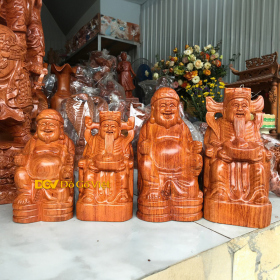 Tượng Gỗ Ông Địa Thần Tài Để Bàn Làm Việc Chạm Trổ Tinh Xảo