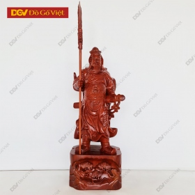 Tượng Phong Thủy Quan Công Chống Đao Gỗ Hương Đá Đẹp Chất