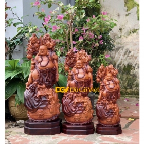 Tượng Tam Thế Phật Di Lặc Gỗ Tự Nhiên Giá Rẻ